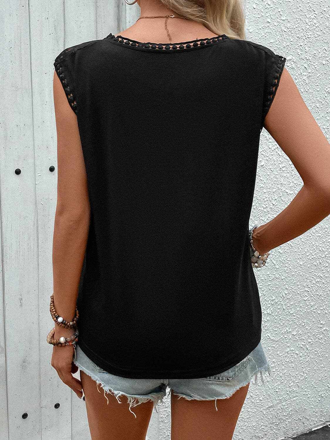 Lace cap sleeve tee - elegant style - Love Salve